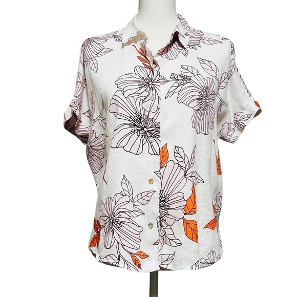 RACHEL RACHEL ROY WOMEN’S SHORT SLEEVE FLORAL LINEN TOP SIZE MEDIUM - Picture 1 of 11